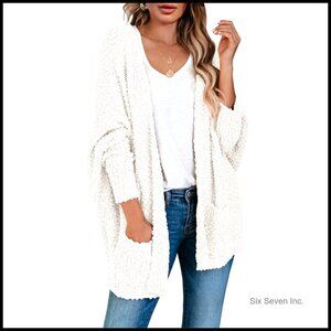 Oversized Chunky Knit Cardigan Batwing Sleeves Open Front Cozy Sweater Y2K